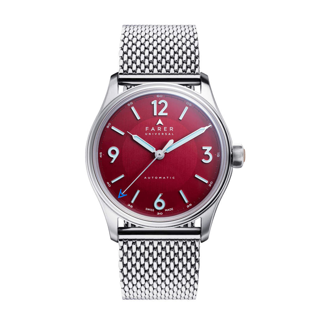【在庫僅少】 Farer USA - Discovery Red - 36mm Swiss-Made Automatic Watch ダーツ